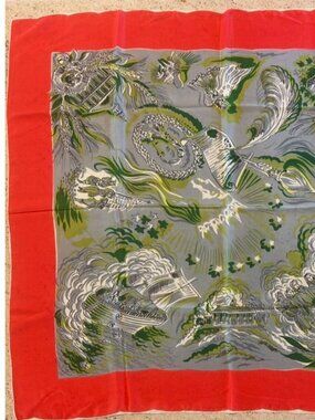 Vintage Baar & Beards Inc. "Top Hit" Silk Scarf with American Revolution Theme